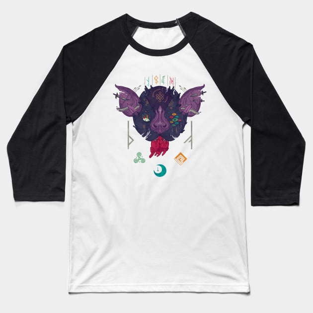 Runic Bat Baseball T-Shirt by againstbound